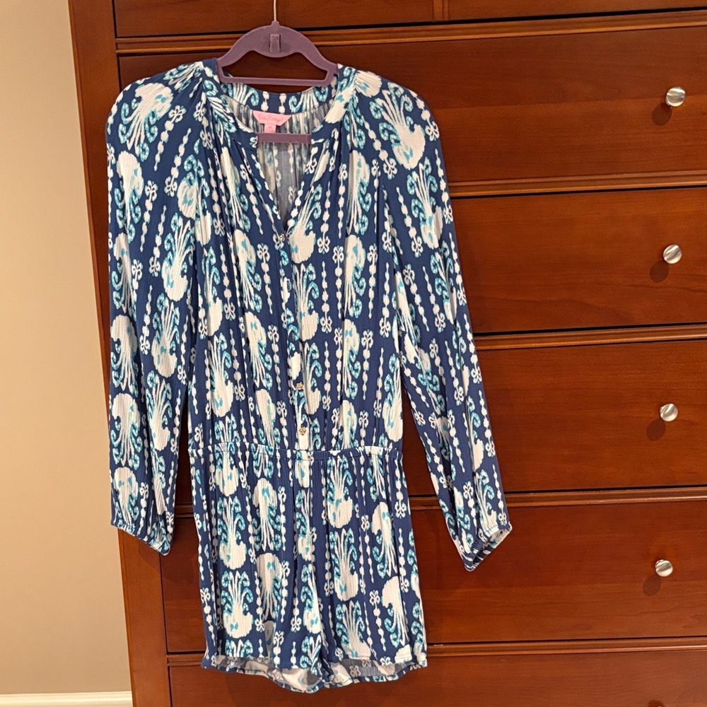 Lilly Pulitzer Teal and Cream Romper